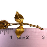 Vintage Unknown Gold Tone Metal Rose Brooch Pin Elegant Floral Design