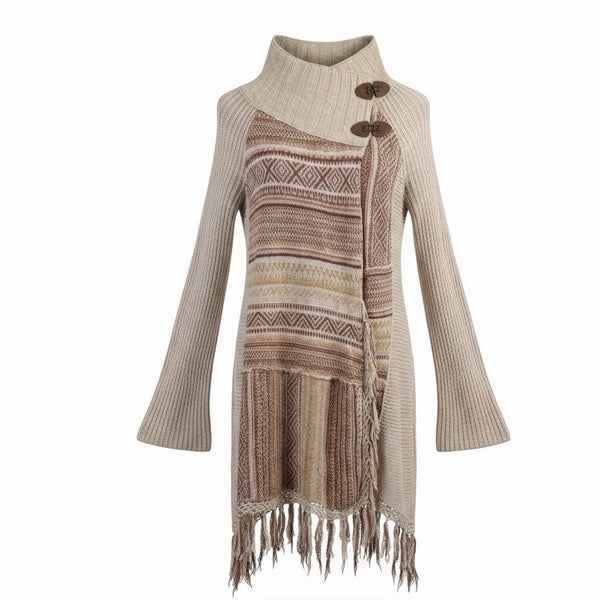 Free People Womens Beige Fringe Knit Cardigan Sweater Long Sleeve Size XS