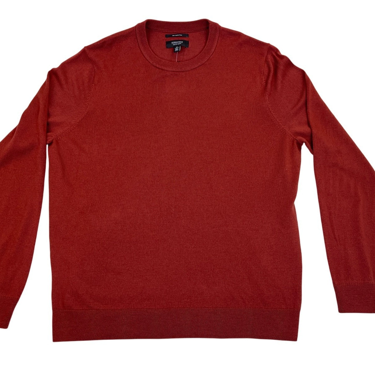 Nordstrom Mens Burgundy Russet 100% Merino Wool Crewneck Sweater Size XL - New