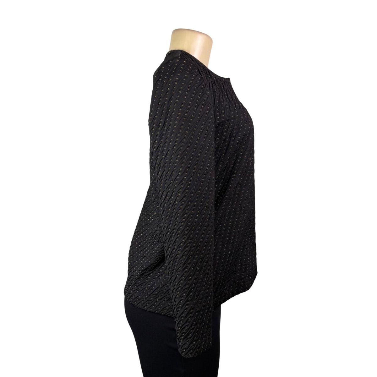 Exclusively Misook Womens Black Textured Zip-Up Jacket Size S