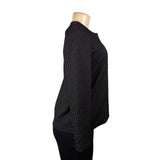 Exclusively Misook Womens Black Textured Zip-Up Jacket Size S