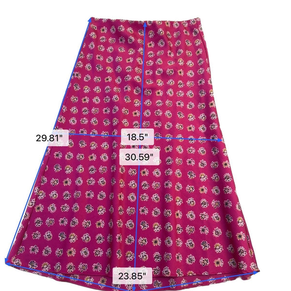 Loft Womens Pink Floral Print Midi Skirt Size XS