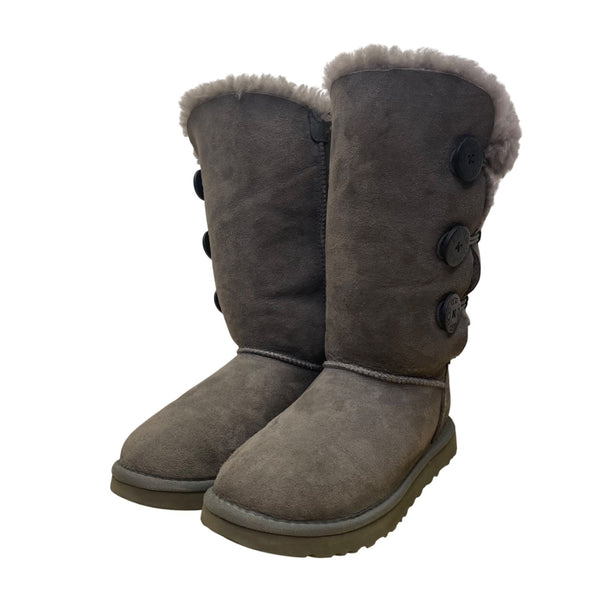 UGG Women’s Gray Suede Shearling-Lined Warm Button-Up Tall Boots Size 6