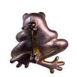 Vintage Womens Gold Tone & Silver Tone Frog Pearl Rhinestone Brooch