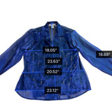 Dress Barn Womens Blue Sheer Embroidered Button-Front Long-Sleeve Blouse Size L
