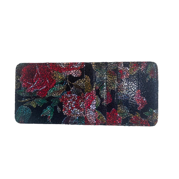 Lodis Women’s Black Multicolor Floral Print Leather RFID Snap Closure Wallet