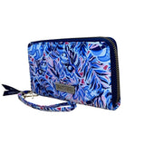 Simply Southern Women’s Blue Floral Quilted With Zipper Closure Wristlet Wallet