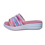 Clarks Women’s Pinks Striped Cushioned Wide Drift Petal Slide Sandals Size 7.5