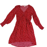 Gap Womens Red Floral V-Neck Long Sleeve Midi Dress Size S