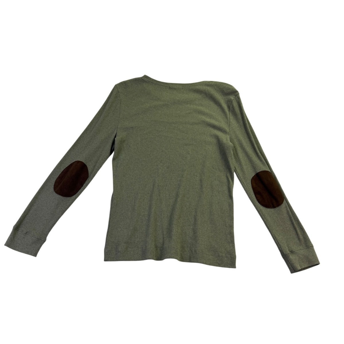 Lauren Ralph Lauren Womens Olive Cotton Knit Pullover Top W/Suede Accents Sz XL
