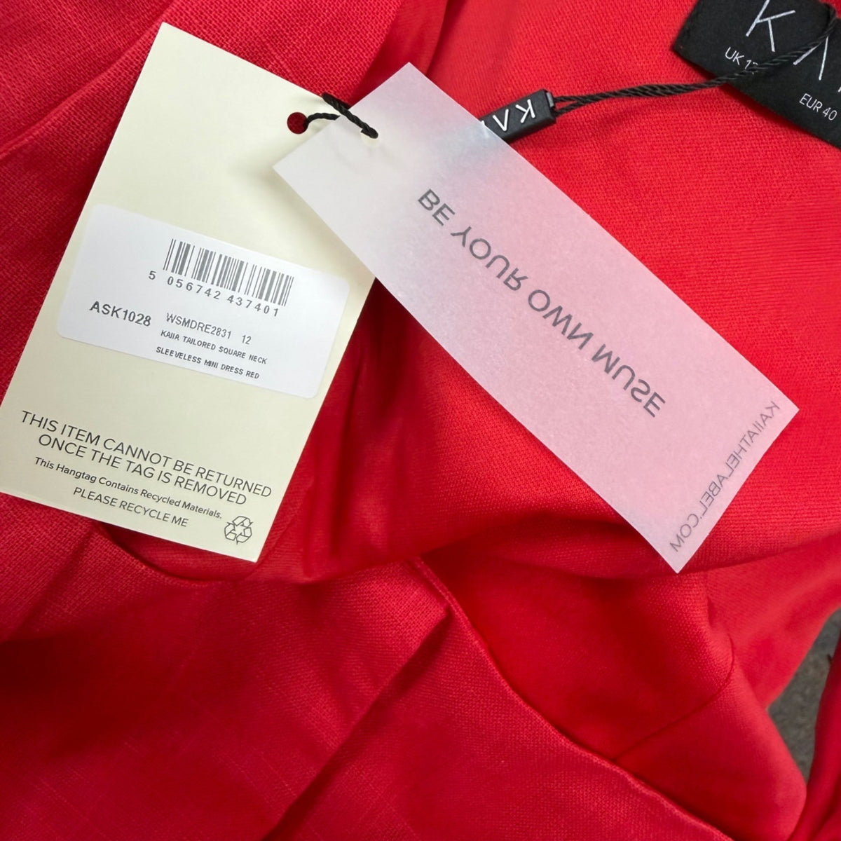 Kaiia Womens Red Linen-Cotton Sleeveless Mini Dress Square Neck Size 12