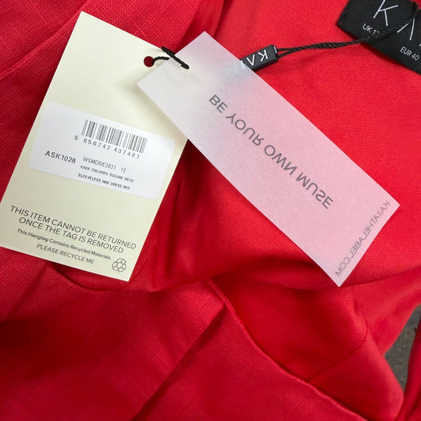 Kaiia Womens Red Linen-Cotton Sleeveless Mini Dress Square Neck Size 12