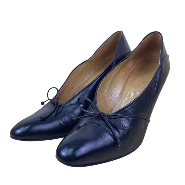 Rosina Ferragamo Schiavone Women’s Black Leather BetteElegante Bow Pumps Sz 8.5N