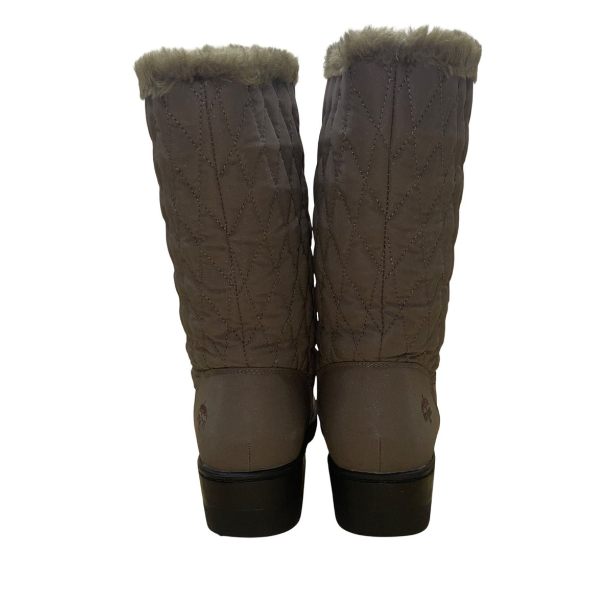 Totes Women’s Mocha Quilted Faux Fur Trim Waterproof Alaska Boots Size 10