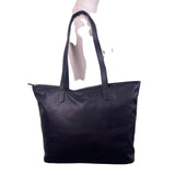 Jack Georges Women’s Black Leather Dual Shoulder Zip Closure Straps Tote Bag