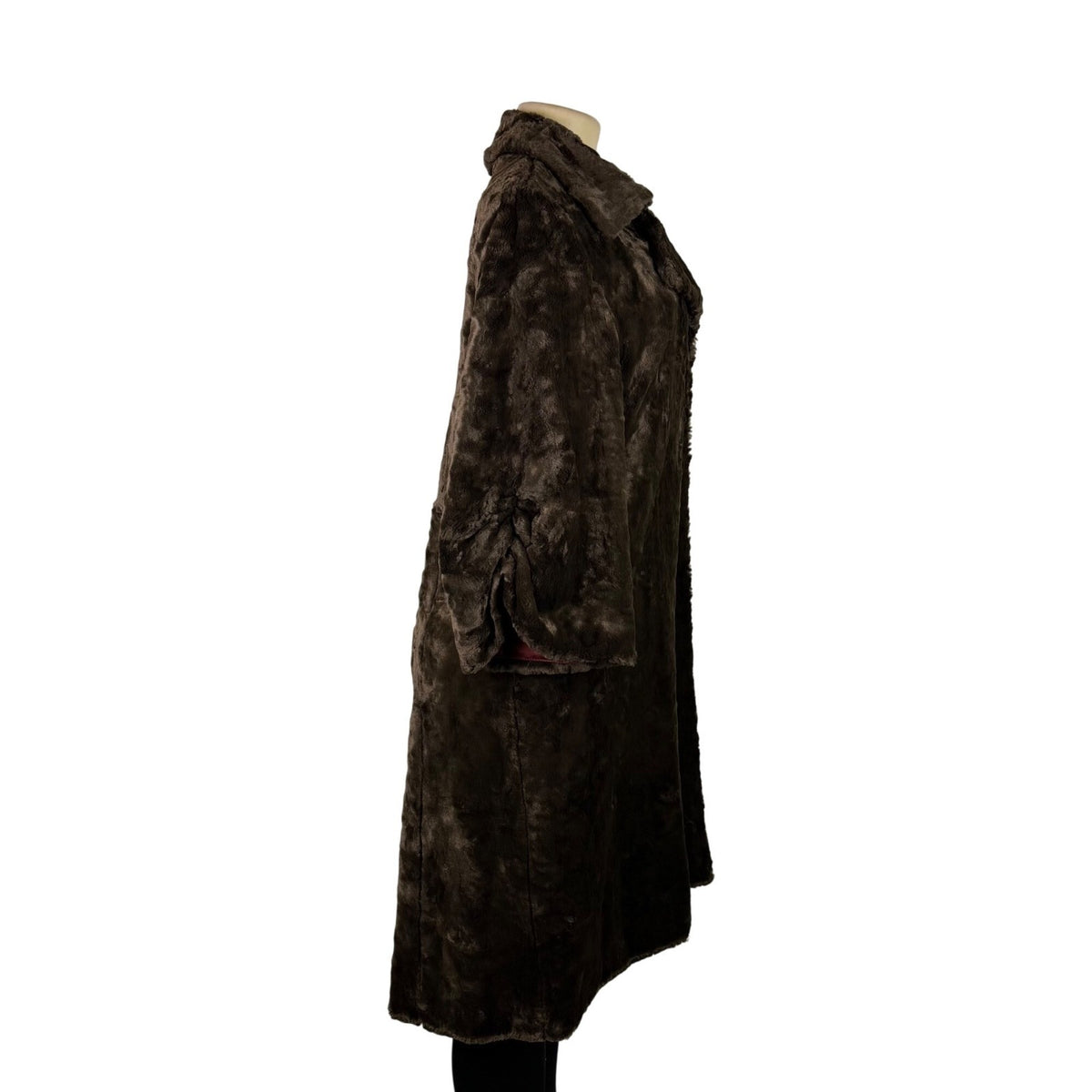 Rebecca Taylor Womens Brown Faux Fur Coat With Satin Lining Winter Luxury Size 4