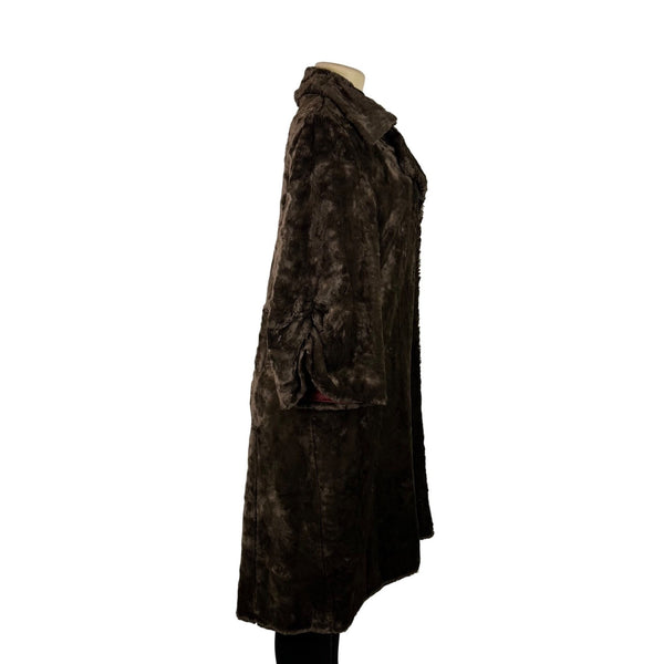 Rebecca Taylor Womens Brown Faux Fur Coat With Satin Lining Winter Luxury Size 4