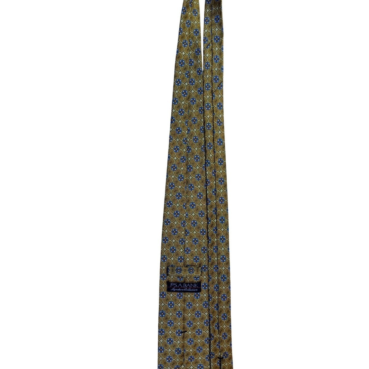 Jos A Bank Mens Gold & Blue Geometric Tie Signature Collection Handsewn