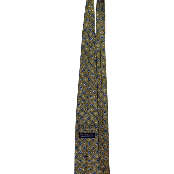 Jos A Bank Mens Gold & Blue Geometric Tie Signature Collection Handsewn