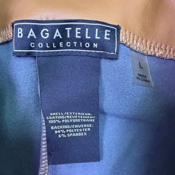 Bagatelle Womens Camel Faux Leather High-Waist Stretch Leggings Size L