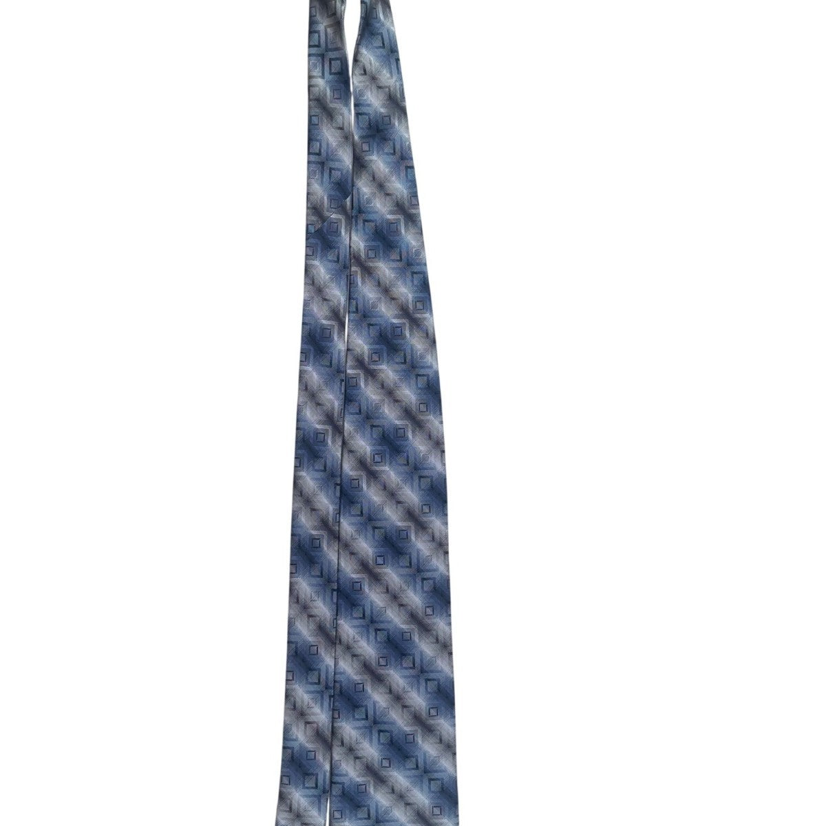 Kenneth Cole Mens Blue 100% Silk Geometric Handmade Tie Elegant Design