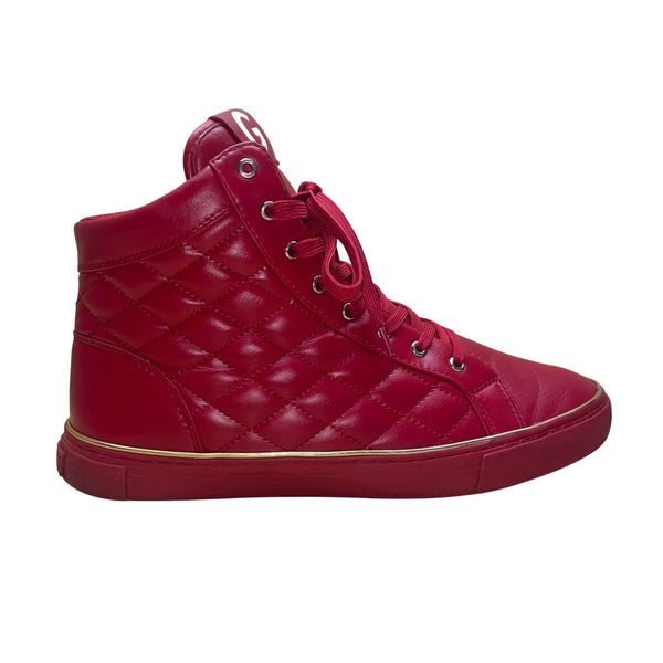 G By Guess Men’s Red Man-Made Quilted Lace-Up GX Moto High-Top Sneakers Size 11