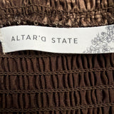 Altard State Womens Brown Cotton Floral Print Long Sleeve Tiered Mini Dress Sz M