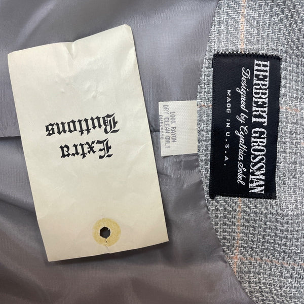 Herbert Grossman Womens Gray Plaid Button-Up Blazer Rayon Material Size 10 USA M