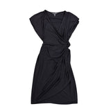 Maggy London Womens Black Wrap Dress Elegant Ruched V-Neckline Size 12