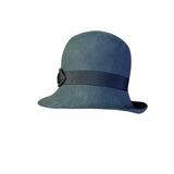 Goorin Bros Womens Grey Felt Cloche Hat With Feather & Black Ribbon Accent Sz M