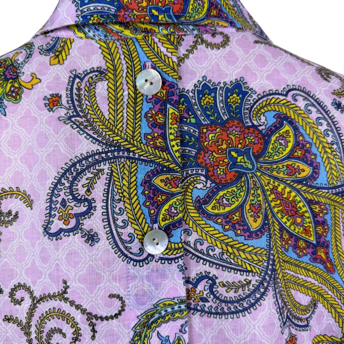 Hinson Wu Womens Pink Luxe Linen Paisley Tunic Shirt Dress Button Back Size M