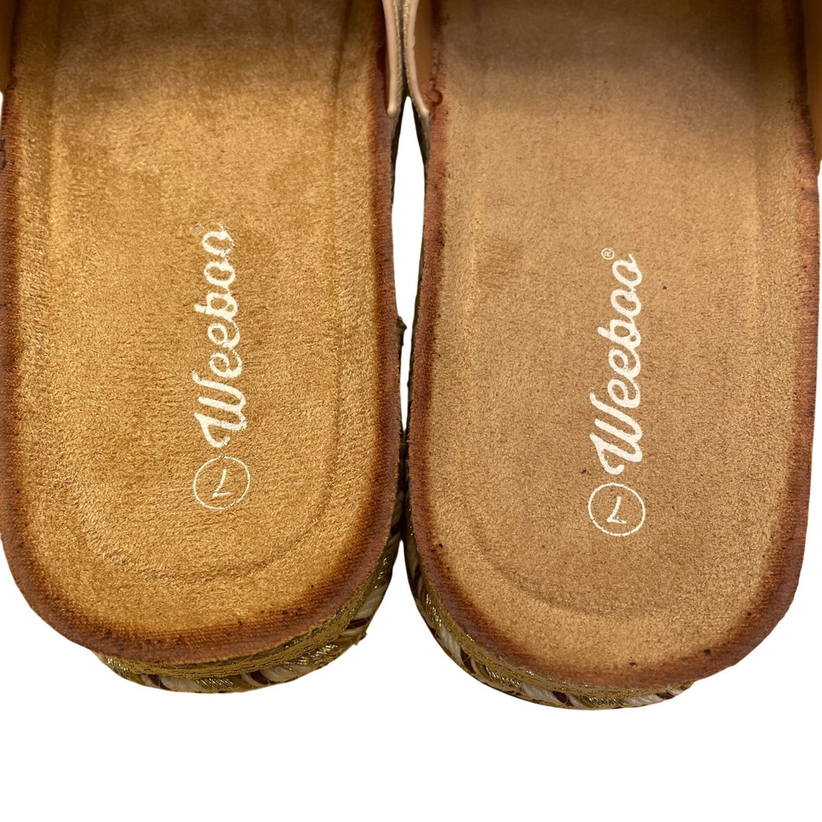 WeeBoo Women’s Beige Faux Suede Platform Slip-On Cushioned Slide Sandals Size 7