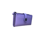 Travelambo Women’s Purple Faux Leather Patterned Button Design Clutch Wallet