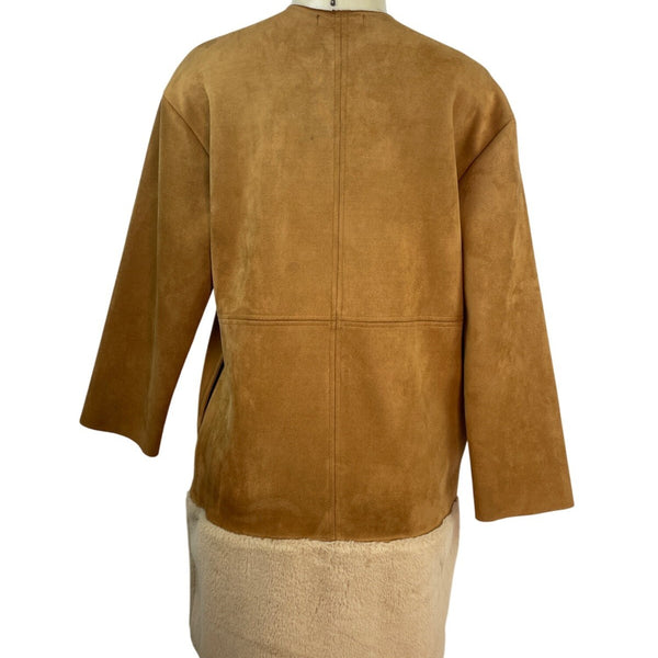 Zara W/B Brown Button-Up Coat With Pockets Size S