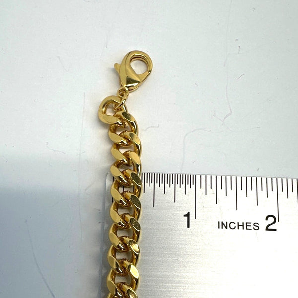 Vtg Vince Camuto Zebra Pattern Chunky Gold Tone Chain Necklace -17in Adjustable