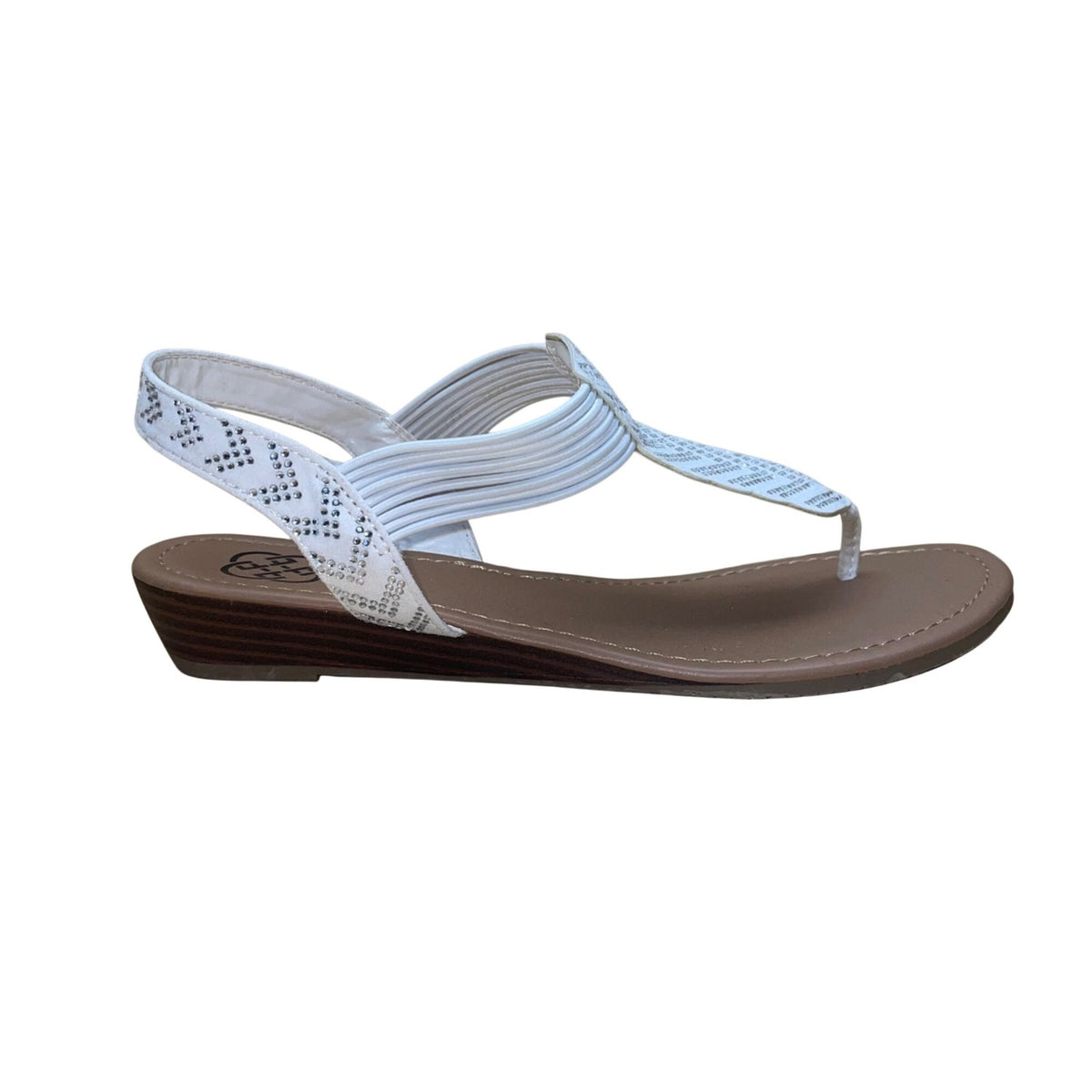 Daisy Fuentes Women’s White Embellished Strap Comfortable Flat Sandals Size 9M