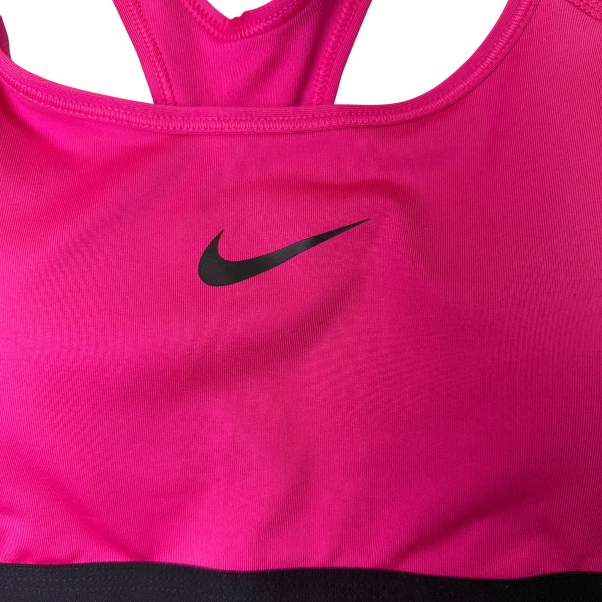 Nike Womens Pink Sports Bra Dri-Fit Medium Support With Black Trim Sz XL