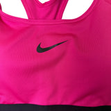 Nike Womens Pink Sports Bra Dri-Fit Medium Support With Black Trim Sz XL