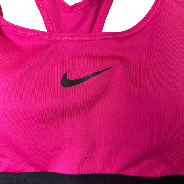 Nike Womens Pink Sports Bra Dri-Fit Medium Support With Black Trim Sz XL