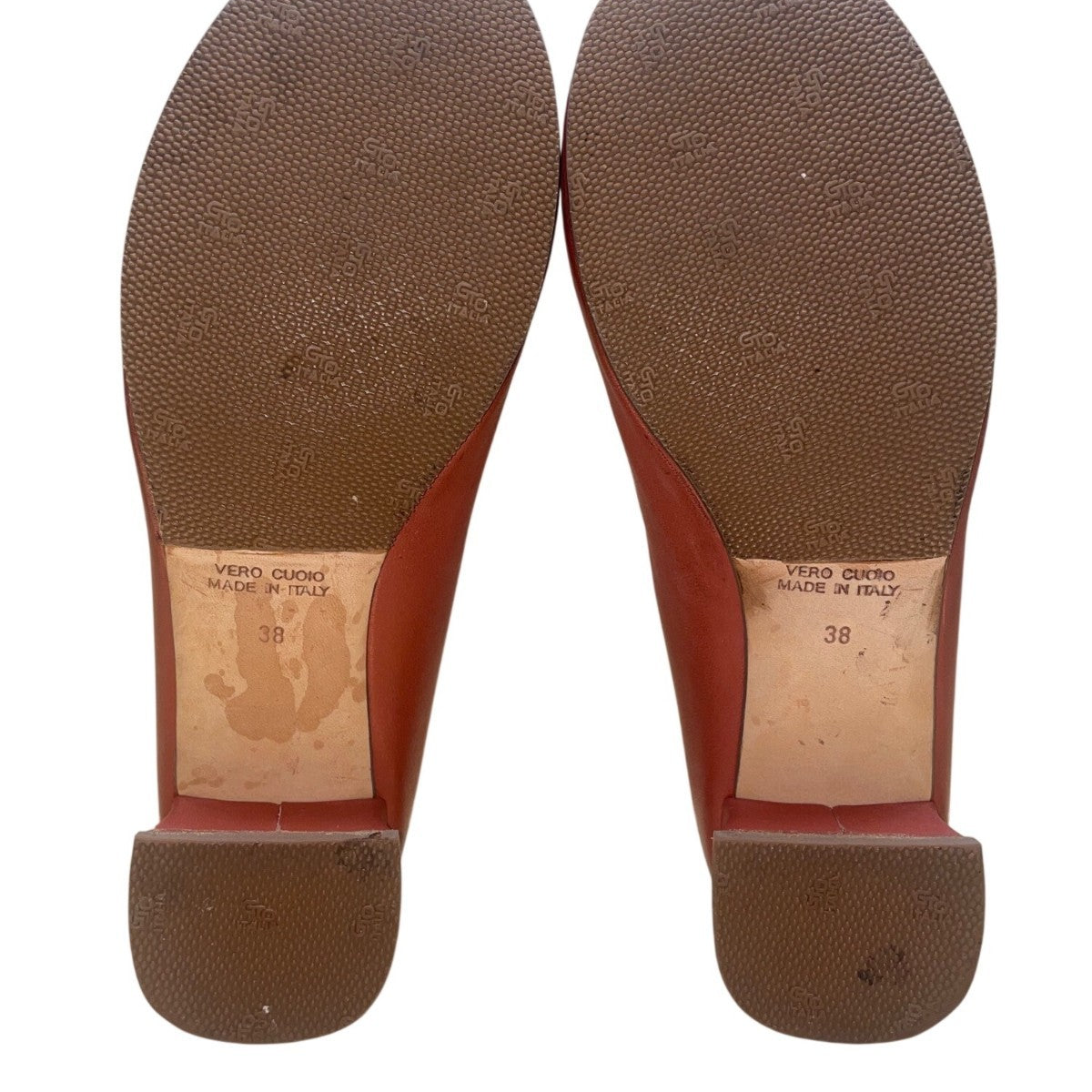 Fausto Santini Women’s Red Leather Round Toe Low Heel Shoes Size 38
