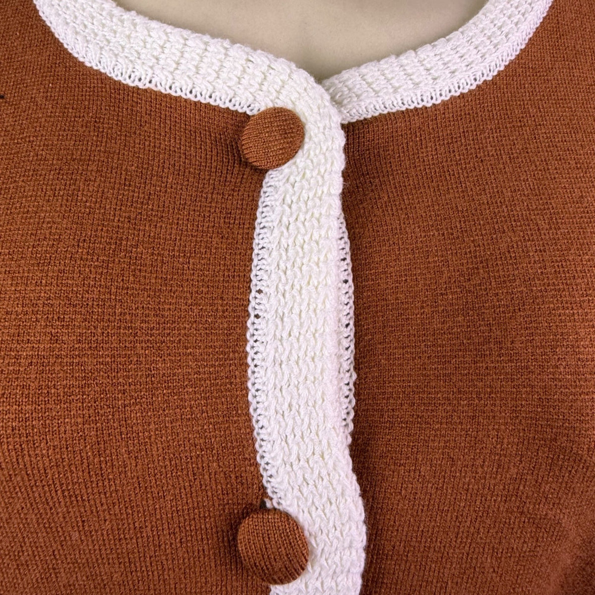 Pretty Garden Womens Brown/White Button-Front Cardigan Sweater Size XXL - New