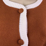 Pretty Garden Womens Brown/White Button-Front Cardigan Sweater Size XXL - New
