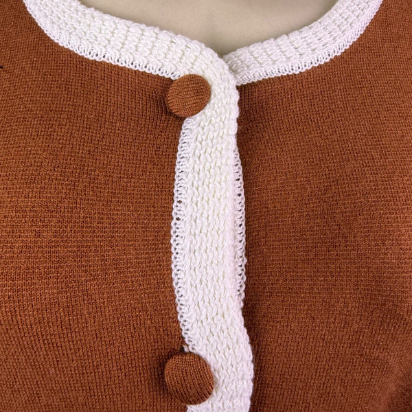 Pretty Garden Womens Brown/White Button-Front Cardigan Sweater Size XXL - New