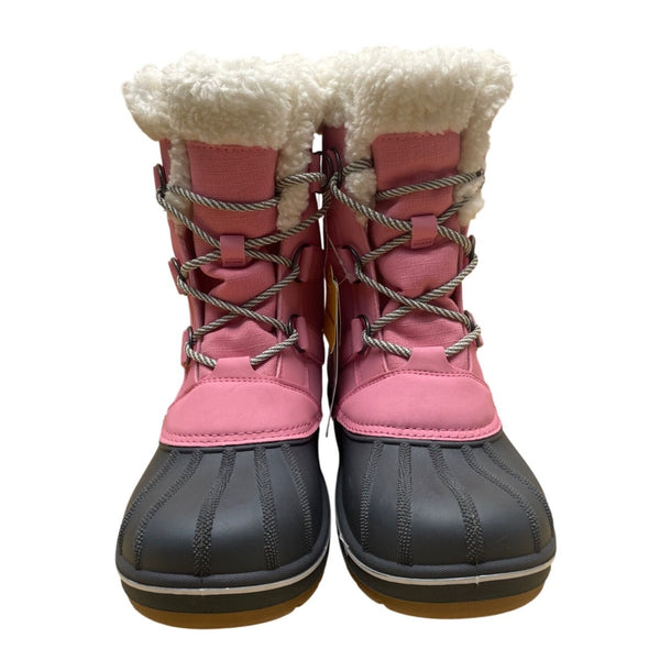 Cat & Jack Girls Pink & Gray Faux Fur Thermolite Winter Snow Boots Size 6