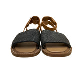 Sarto Women’s Black & Brown Leather/Raffia Open-Toe Slingback Sandals Size 10M