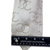 Mens Beige 100% Silk Tie Geometric Pattern Made In Italy