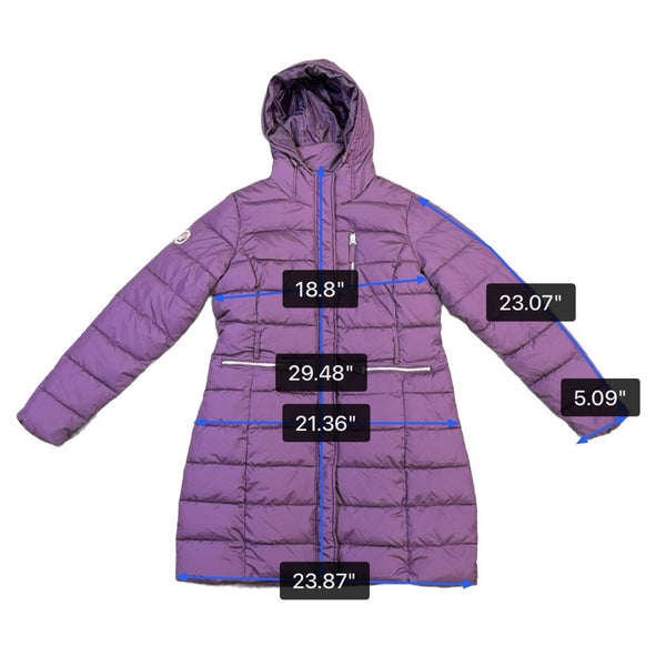 U.S. Polo Assn. Womens Purple Puffer Jacket With Hood Large Zippered