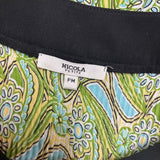 Nicola Womens Green/Blue Keyhole-Neck Boho Tunic With Bell Sleeves Sz P/M