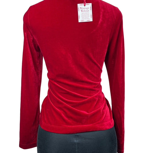 Pajamagram Womens Red Velour Long Sleeve Top S Soft Elegant Comfortable New