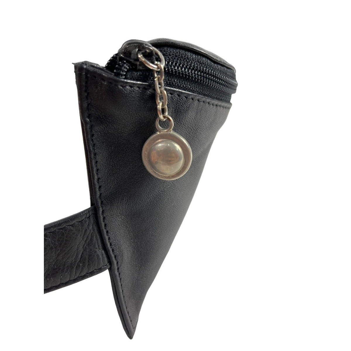 Architect Women's Black Leather With Silver Tone Accents Belly Bag  Sz M